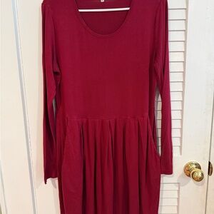 Elegant Red Long Sleeve Dress